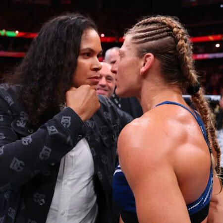 Аманда Нуньес вышла в клетку после победы Кайлы Харрисон на UFC 316 и подтвердила возвращение