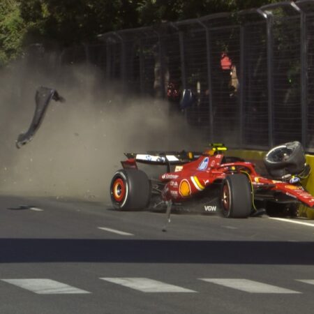 Гран-при Азербайджана: Хэмилтон на быстрой Ferrari лидирует, Норрис и Пиастри врезались в стены в Практике 2