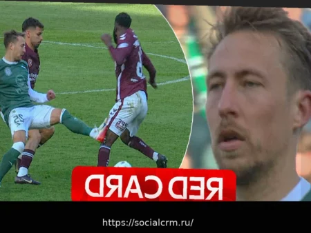 Хиберниан остались в меньшинстве: Паслак получил вторую желтую карточку!